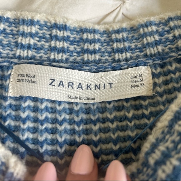 Zara Knit Womens Nautical Small Blue Patterned Women's Sweater - Picture 2 of 6